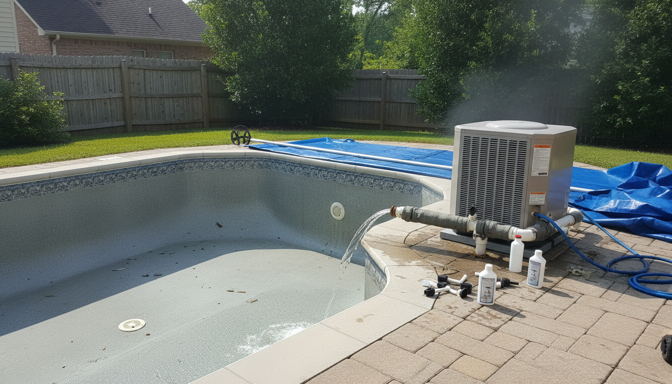 Winterizing an Inground Pool Heater Still Plumbed In: What to Drain, Blow Out, and Protect